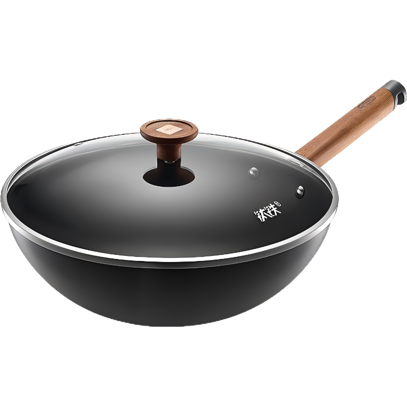 爱仕达32cm大口径有盖炒锅CF32T8Q铁质不易粘通用炉灶健康烹饪神器