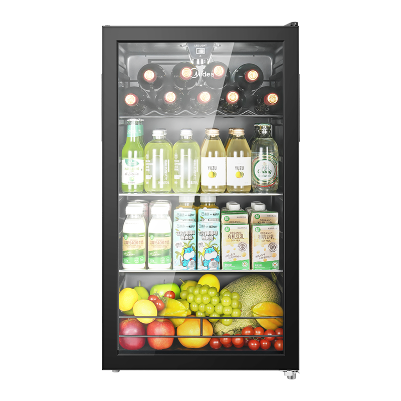 美的(Midea)95升冰吧冷藏家用客厅小冰箱办公室冰吧茶叶饮料水果蔬菜保鲜柜红酒柜JC-98GM(E)黑色