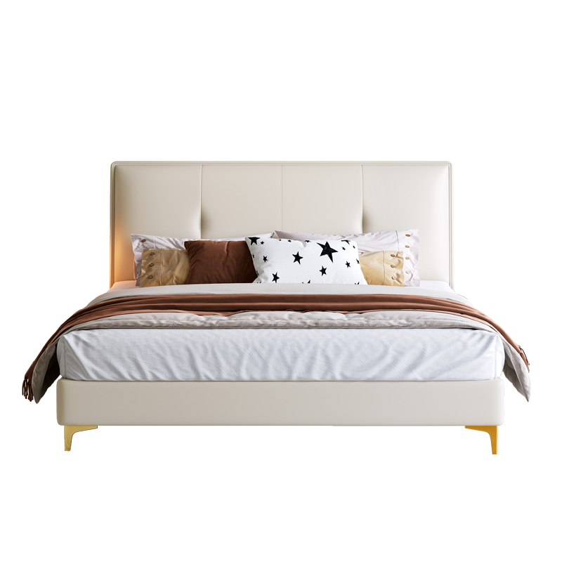 儿童床卧室家用1米8双人大床现代简约1米5真皮床