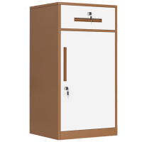 晋舰铁皮文件柜矮柜资料办公柜带锁抽屉柜桌下收纳小柜子85高一抽咖白