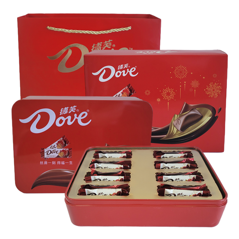 德芙丝滑牛奶巧克力16粒长方形礼盒装铁盒纸盒婚庆结婚喜糖年货