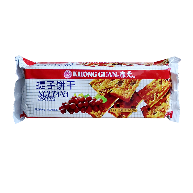 康元提子饼干椰子奶油饼干朱古力味夹心饼干零食饼干袋装200g