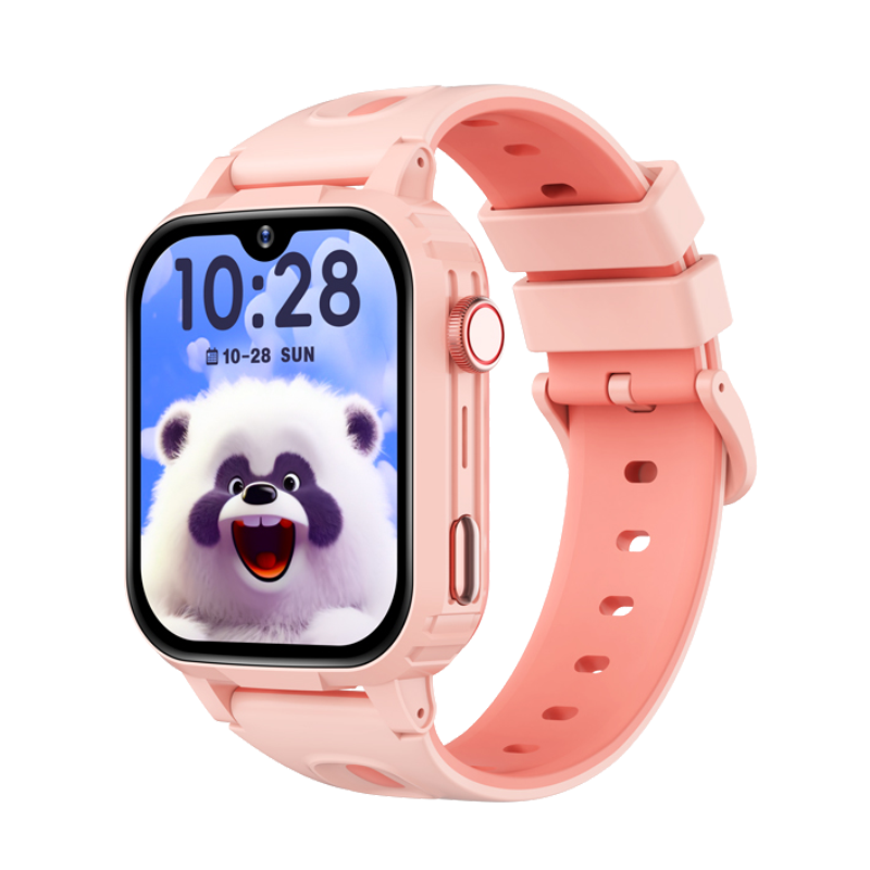 小霸王儿童电话手表4G全网通S1视频微聊插卡通话WiFi插卡app下载智能定位防水拍照 粉色