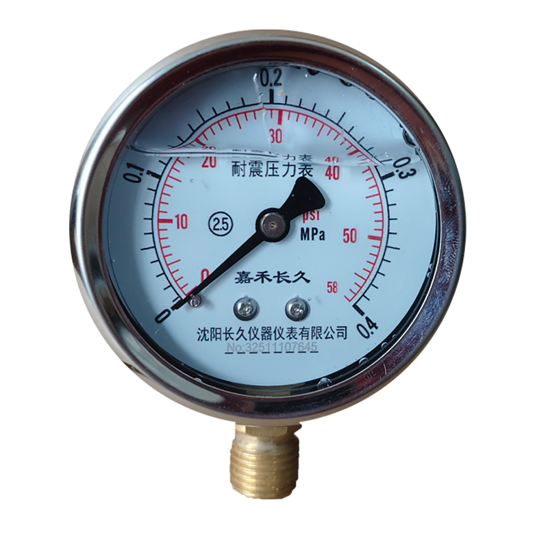 嘉禾长久 耐震压力表检测型 YTN60 0-0.4Mpa 块