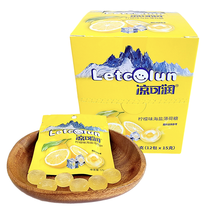 百诺凉可润柠檬味海盐薄荷糖180g盒装休闲零食品内含小袋装便携