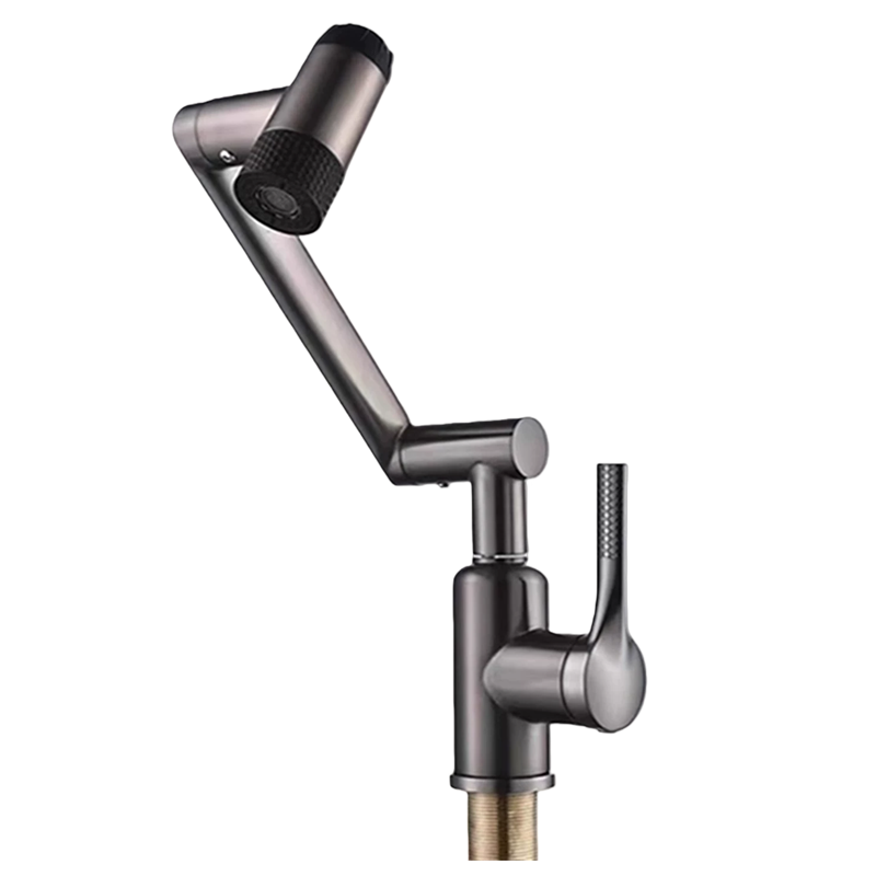 汉德斯科多功能不锈钢万向360旋转冷热水龙头洗脸池浴室卫生间家用陶瓷盆面盆龙头两用洗头漱口延伸神器单孔带上出水7024