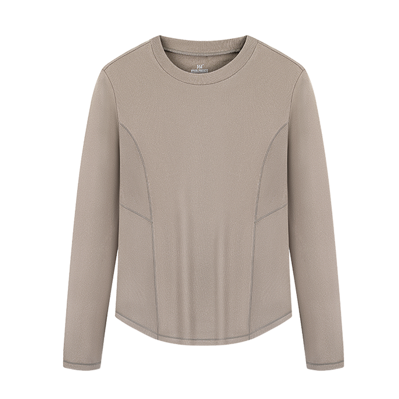 361°运动t恤女新款女士加绒保暖内衣修身短款双面绒上衣女