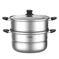 苏泊尔(SUPOR)蒸锅好帮手不锈钢蒸笼双层大容量加高蒸格折叠收纳26cm 适用明火 VZ26BS05