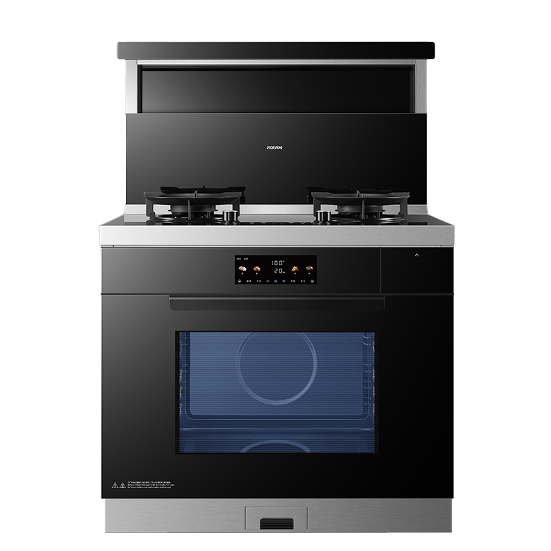老板(Robam)黑武士9JC22A集成灶 83L蒸烤炸炖集成灶一体式 蒸烤箱一体机 28风量油烟机定时燃气灶 左排烟