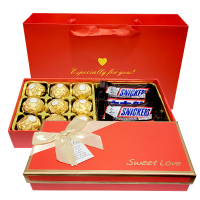 费列罗榛果威化巧克力18粒纸盒圣诞送礼盒装(配礼袋-可代写贺卡)