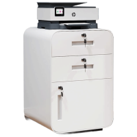 锦北桌下活动柜铁皮文件柜移动矮柜办公室储物柜床头柜白圆弧二斗一门