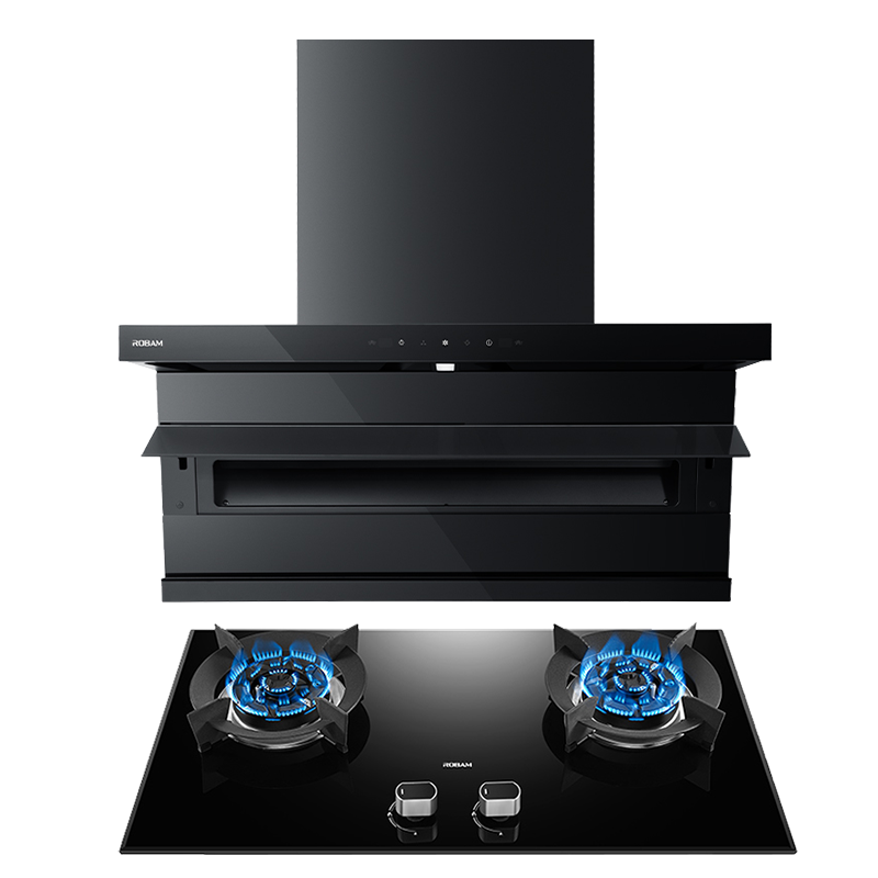 老板(ROBAM)油烟机烟灶套餐两件套超薄顶侧双吸触控式挥手智控27立方5.2灶具厨电套装27A15-D1P+57B0X