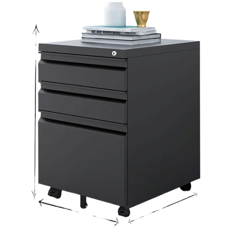 晋舰桌下活动柜铁皮文件柜可移动矮柜办公室储物柜床头柜黑色鹅颈拉手