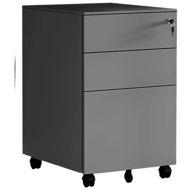 戴劲桌下活动柜铁皮文件柜可移动矮柜办公室储物柜资料床头柜银灰侧拉