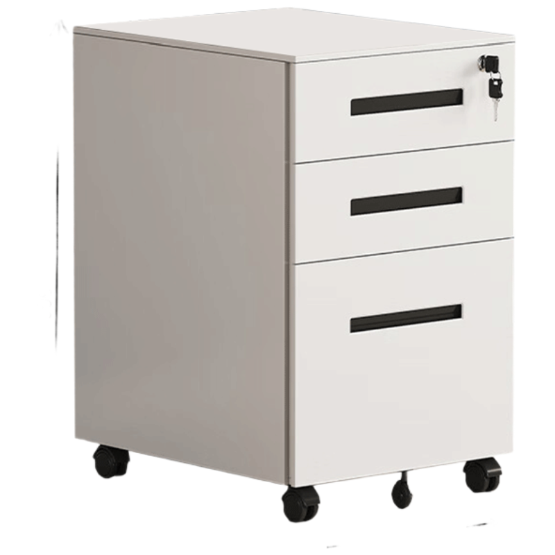 锦北桌下活动柜铁皮文件柜可移动矮柜办公室储物柜资料床头柜黑色一字