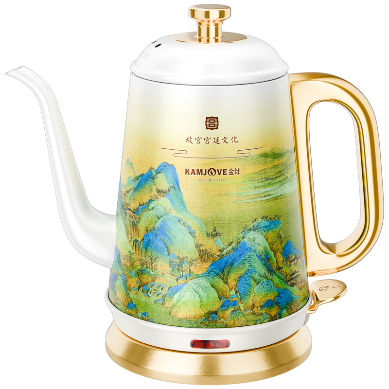 金灶故宫宫廷文化联名电热水壶泡茶专用千里江山烧水壶开业礼品