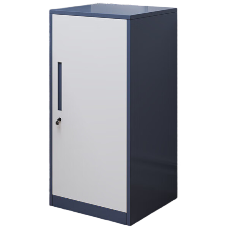 晋舰铁皮文件柜矮柜资料办公柜带锁抽屉柜收纳柜85高单门柜(灰白套)