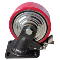 正铎泰 重型铁芯聚氨酯轮 刹车万向轮5寸125mm /个