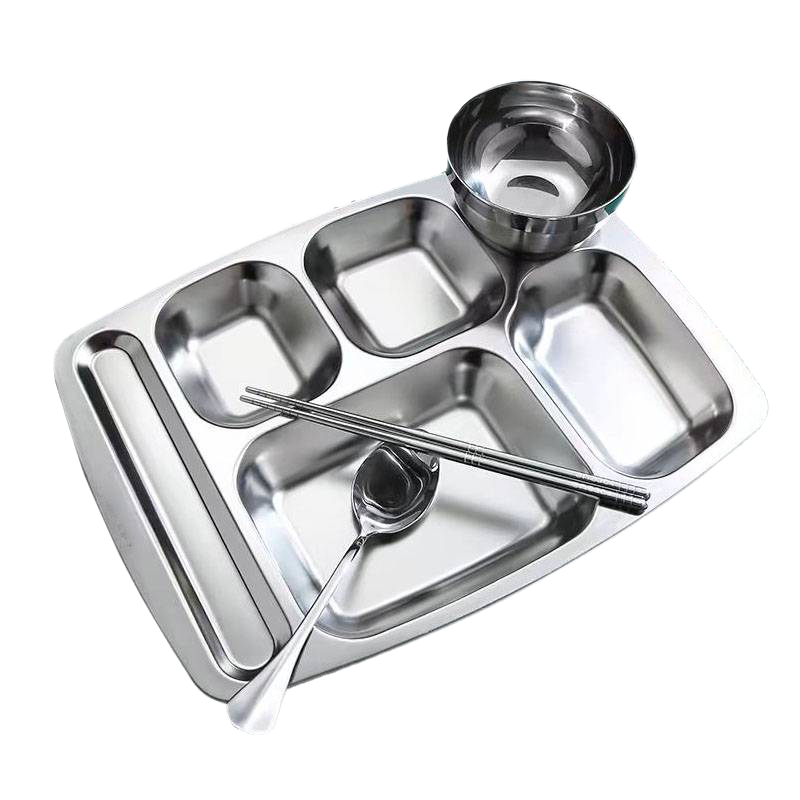 是尚 不锈钢餐具套装餐盘+筷子+尖勺+汤碗 四件套/件