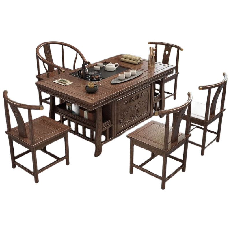 戴劲茶台小型泡茶桌椅组合阳台茶几茶具套装一体 1.5米+围椅+4月牙