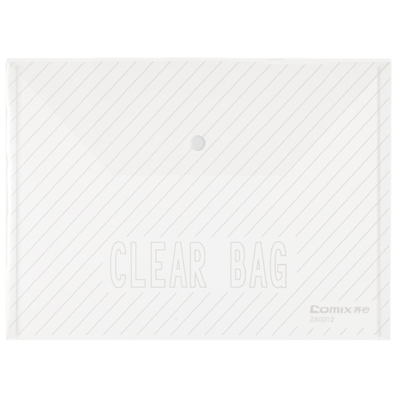 齐心 ZA0012 经典条纹透明按扣袋 A4 20个 透明 1套装