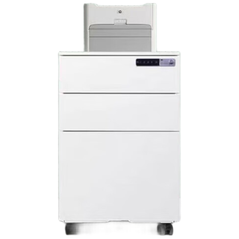 戴劲桌下活动柜铁皮文件柜移动矮柜办公室储物柜床头柜白色电子密码锁