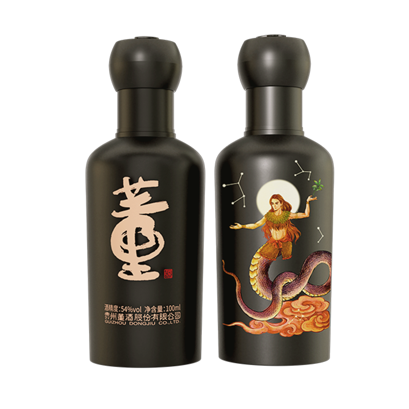 董酒[收藏]54度佰草醉兽董酒(伏羲)100ml董香型白酒国密工 佰草入曲