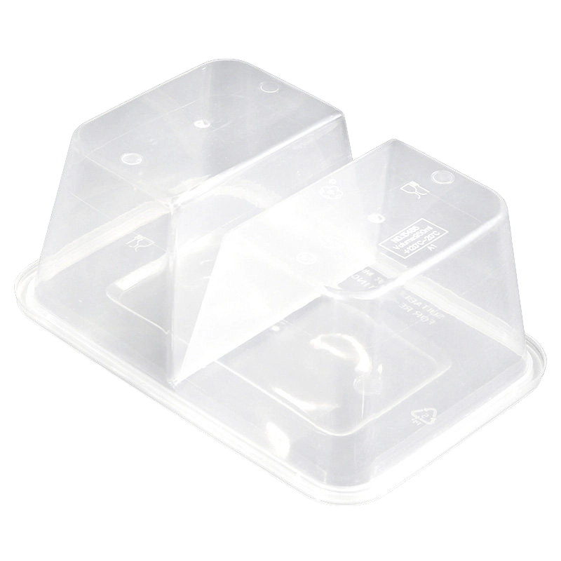 是尚 一次性餐盒 方形双分格盒 750ml 300套装 1箱