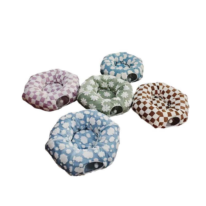 喵艺坊舒棉绒宠物窝喵咪钻隧道S型猫窝86*86*26