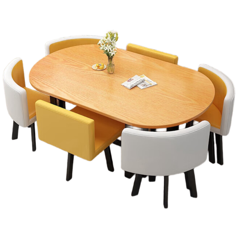 晋舰长方形办公会议洽谈接待休闲桌椅组合培训休息区洽谈桌柠檬黄