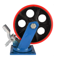 正铎泰 重型铁芯聚氨酯轮 刹车万向轮8寸200mm /个