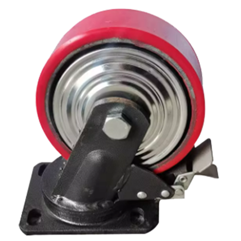 正铎泰 重型铁芯聚氨酯轮 刹车万向轮4寸100mm /个