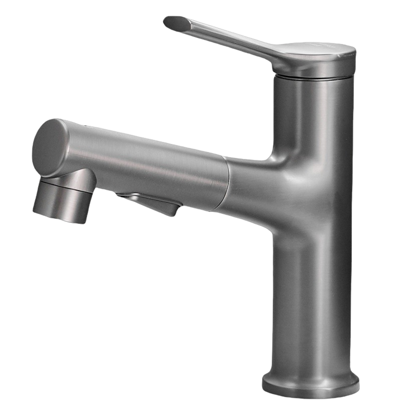 汉德斯科抽拉式伸缩面盆冷热水龙头带上出水可抽拉浴室柜洗头洗脸盆水龙头防溅水单把双控单孔双模式陶瓷片阀芯台下盆龙头7022