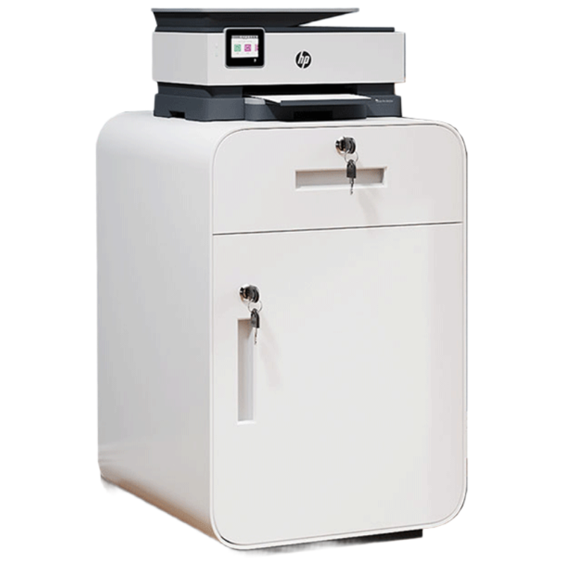 晋舰桌下活动柜铁皮文件柜移动矮柜办公室储物柜床头柜白圆弧一斗一门