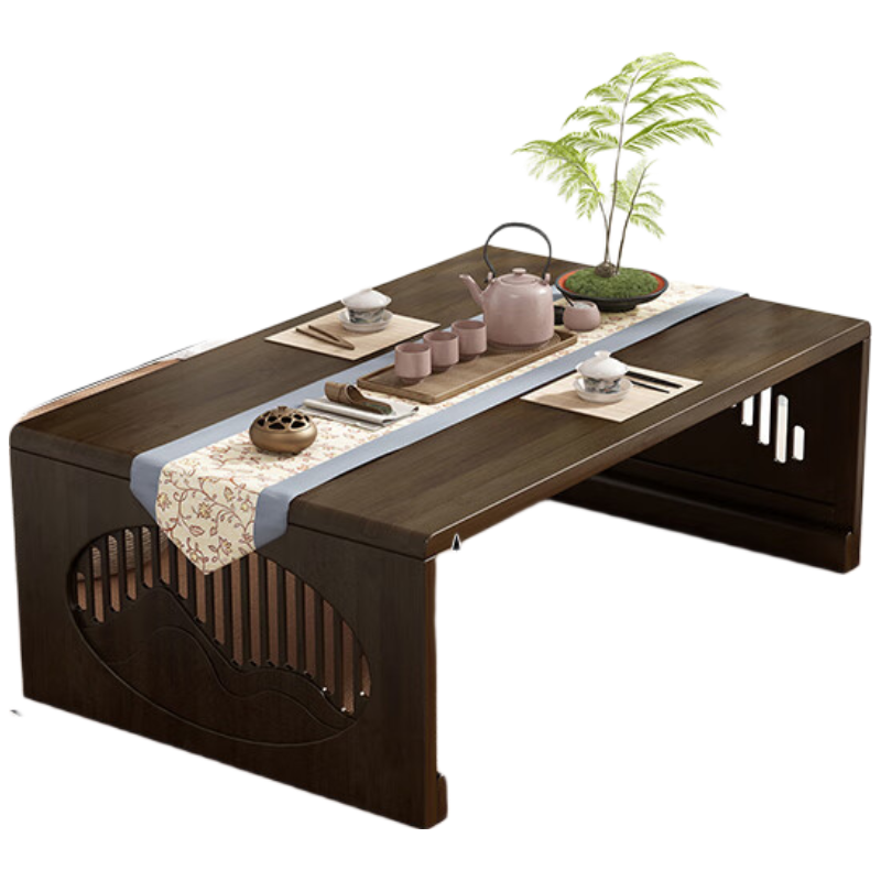 锦北茶桌可折叠茶几阳台炕桌飘窗小桌子家用客厅茶台120-47-40胡桃色