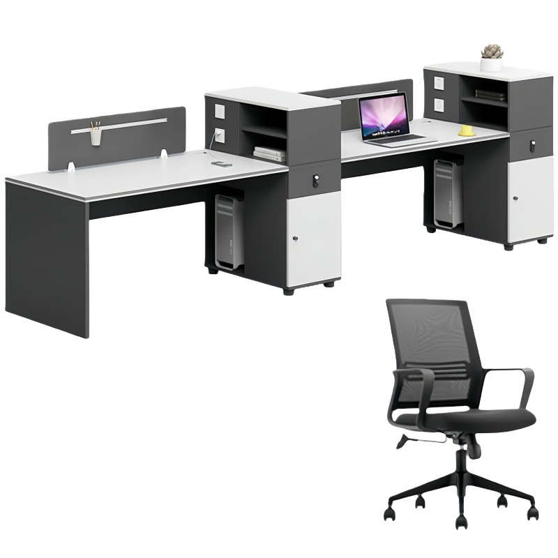 豫龙都 屏风办公桌 双人含椅 套