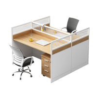 易企采 F型三人位不含活动柜(无椅) 职员屏风工位办公桌电脑卡座 单位:张 420*120*110CM