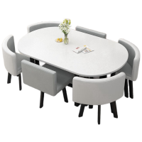 锦北长方形办公会议洽谈接待休闲桌椅组合培训休息区洽谈桌浅灰色