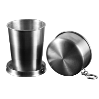 户外露营旅游压缩杯便携漱口杯食品级耐高温不锈钢可折叠水杯