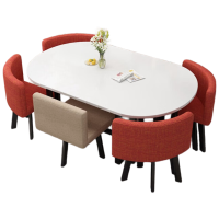 晋舰长方形办公会议洽谈接待休闲桌椅组合培训休息区洽谈桌热情橙