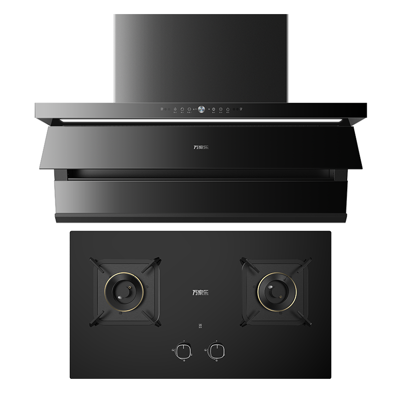 万家乐 抽油烟机 烟灶套装 28.5立方大风量挥手智控纳米暴风洗油烟机灶具套装K9R2+KV063B天然气