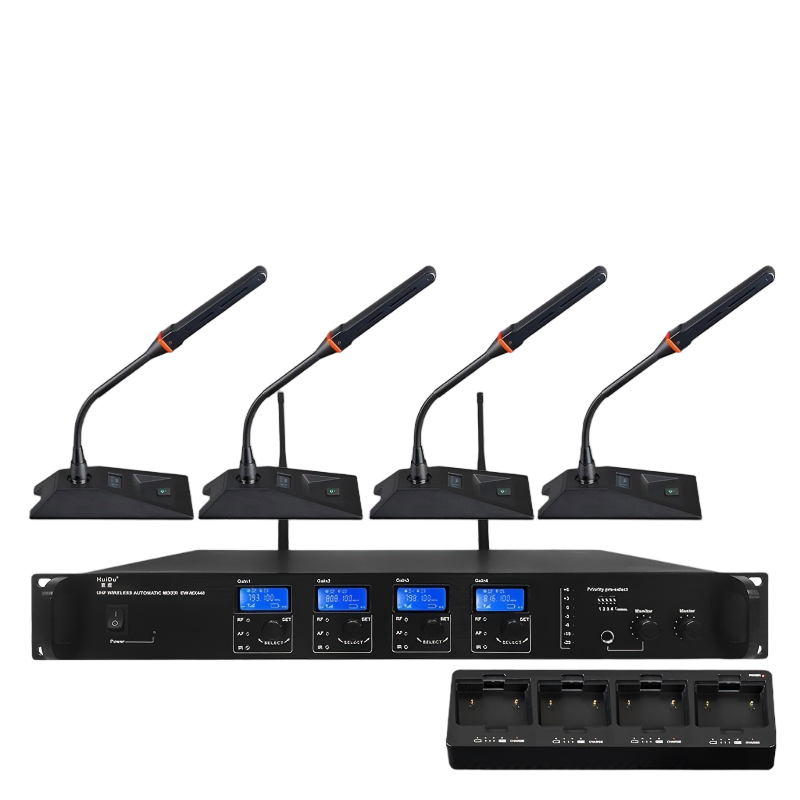 惠度(HuiDu)EW-440带混音器一拖四无线麦克风带充电座双重模式话筒智能混音高端会议系统麦