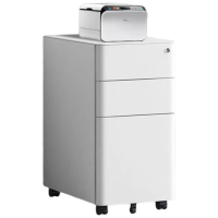 晋舰桌下活动柜铁皮文件柜移动矮柜办公室储物柜床头柜窄圆弧侧拉款白