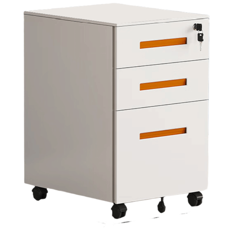 晋舰桌下活动柜铁皮文件柜可移动矮柜办公室储物柜资料床头柜橙色一字