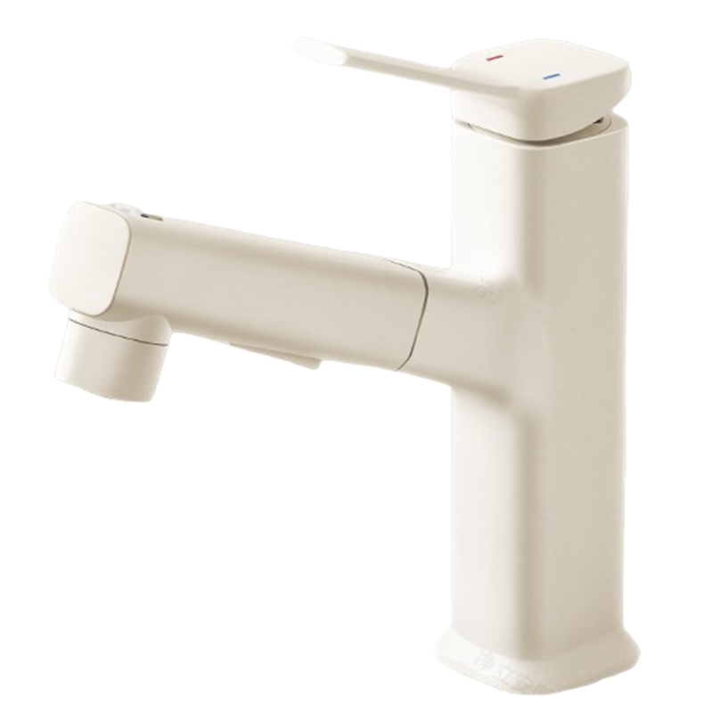 汉德斯科卫浴全铜抽拉面盆冷热水龙头单把双控洗脸池洗漱台台上盆高款家用卫生间浴室柜水龙头洗头陶瓷片阀芯台下盆龙头7021