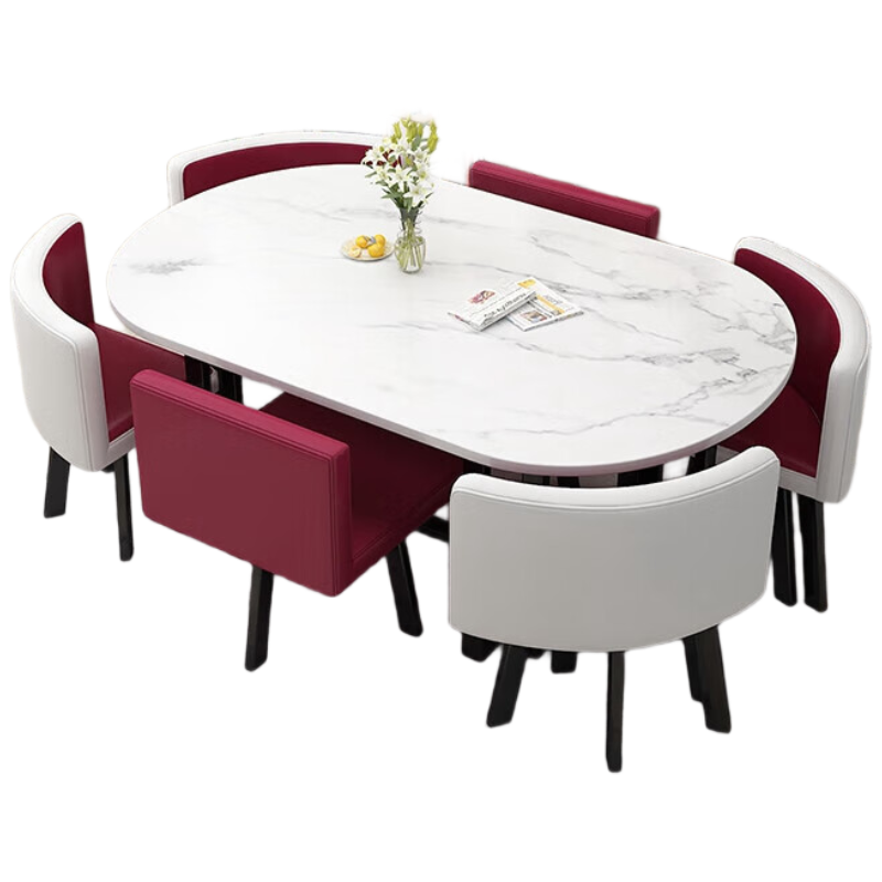 晋舰长方形办公会议洽谈接待休闲桌椅组合培训休息区洽谈桌紫红色