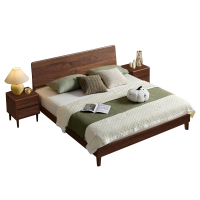 林间雀 现代北美黑胡桃1.5m*2m实木床可调节可升降1.8m*2m双人床主卧家具 JM35#