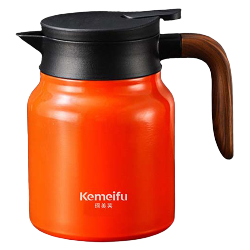 珂美芙 304不锈钢带提手保温茶壶 橙色1000ml 个