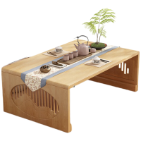 锦北茶桌可折叠茶几阳台炕桌飘窗小桌子家用客厅茶台120-47-30原木色