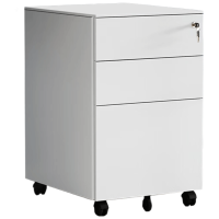 锦北桌下活动柜铁皮文件柜可移动矮柜办公室储物柜资料床头柜白色侧拉